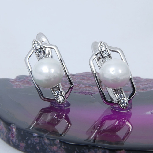Pendientes Oro Blanco 18k Boda Joyería De Moda Romántica