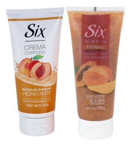 Pack Six Crema Corporal Durazno + Gel Ducha Exfoliante Mango