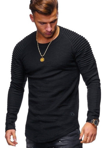 Playera Hombre Manga Larga Slim Fit Moda Casual Calidad