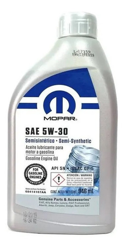 Aceite Original Mopar 5w30 Semisintetico Api Sn 946ml