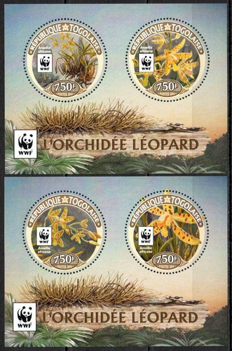 Flora - Orquídea Leopardo - Wwf - Togo 2016 - 2 Hojitas Mint