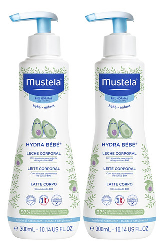 Kit 2 Loção Hydra Bebê Leite Corporal 300ml - Mustela