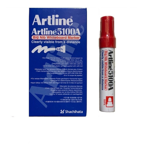 Plumon Artline Grande Pizarra Rojo Trazo Super Ancho - 6un