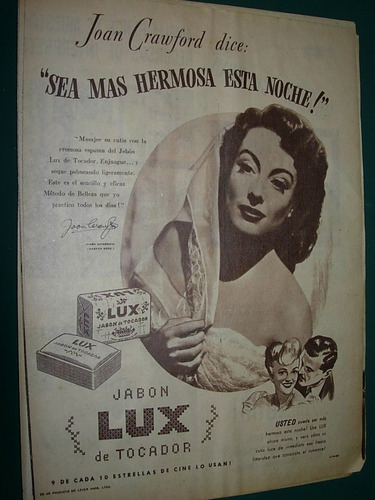 Joan Crawford Clipping Publicidad Jabones Jabon Lux
