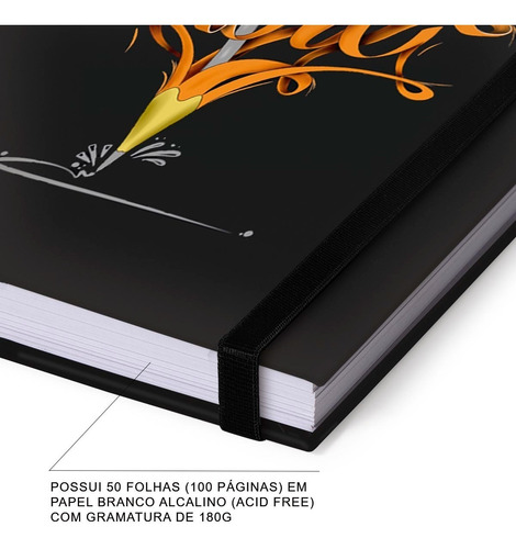 Imagem 3 de 10 de Sketchbook Caderno De Desenho 100págs 50 Folhas A4 180g