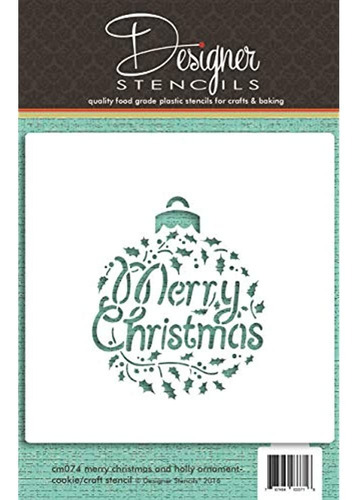 Merry Christmas Holly Ornament Cookie And Craft Stencil Cm07