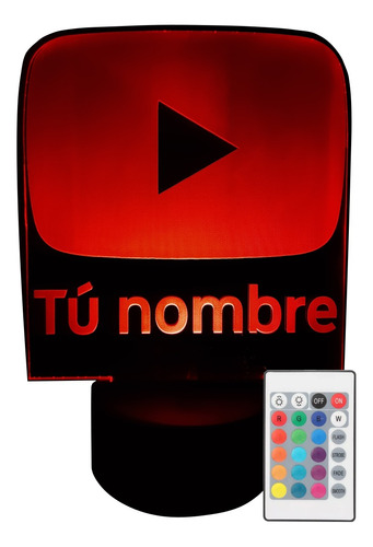 Lámpara Led Canal Youtube Personalizada Con Tu Nombre Rgb