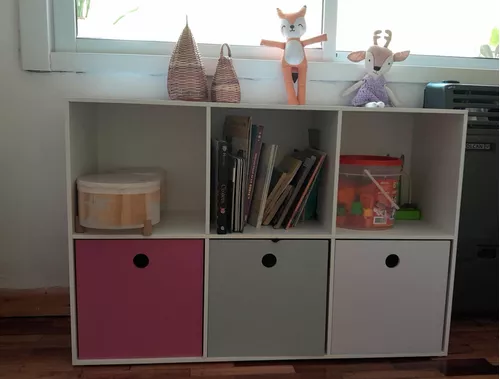 Mueble Infantil 6 Cubos Biblioteca Con 3 Cajones De Apoyo