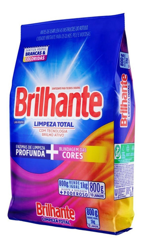 Lava Roupas Sanitizante Em Pó Brilhante Limpeza Total 800g