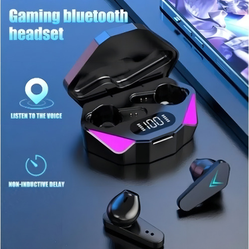 Fones De Ouvido Gamer X15 Sem Fio Bluetooth 5.0 X15 Headset Cor Preto Luz Lilás Preto