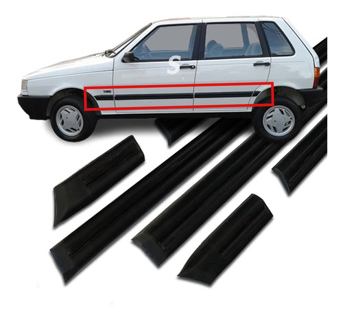 Molduras Laterales Anchas Fiat Uno 5p Scr Negras 1988 A 2015