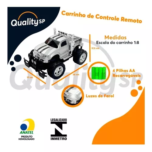 Carrinho de controle remoto infantil grande sem fio com luzes