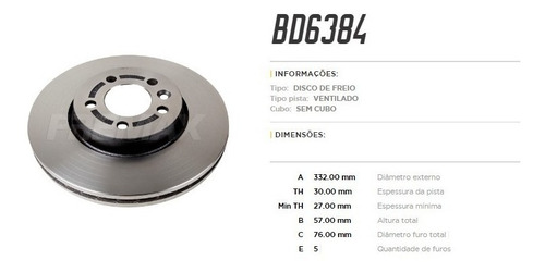 Disco Freio Dianteiro Vw Amarok 3.0 V6 2018 2019 Fremax