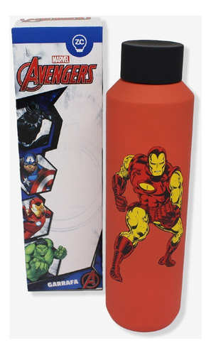 Garrafa Térmica Iron Man Avengers 600ml 1un - Zona Criativa Cor Vermelho