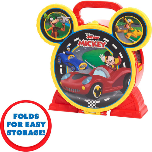 Disney Mickey Garaje Stow 'n Go Pista Incluye 2 Vehiculos