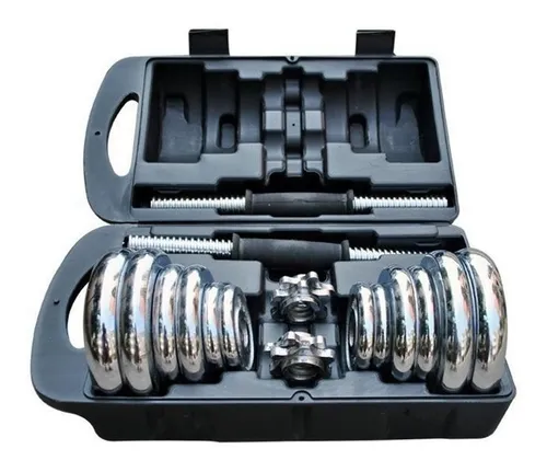 Mancuernas Cromadas York Set 20 Kilos Maletin Evg Cuotas sin inter s