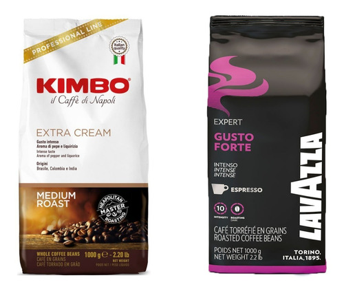 Pack Lavazza Gusto Forte + Kimbo Extra Cream Grano Entero 