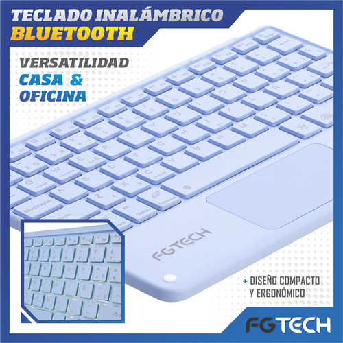 Teclado Inalambrico Bluetooth + Touchpad Retroiluminado Rgb Teclado Lila Idioma Español Latinoamérica