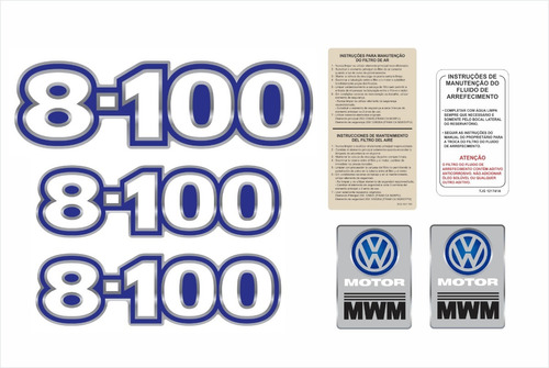 Kit Adesivo Volkswagen 8-100 Emblema Mwm Caminhão Cmk12