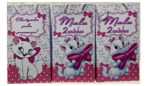 30 Sacolinha Personalizadas Lembrancinha Aniver Gata Marie