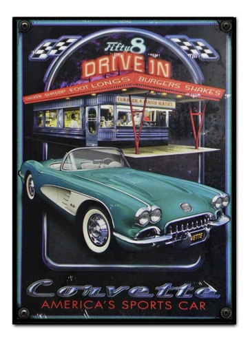 #640 - Cuadro Decorativo Vintage - Auto Corvette Poster