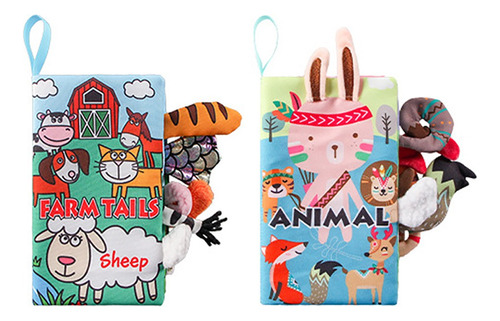 2pcs Libro Tela Impermeable Bebé Con Cola Animal Educación