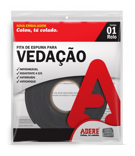 Fita De Espuma P/ Vedação 12mm X 5m Autoadesiva E104s Adere