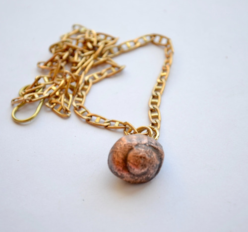 Collar Caracol Real, Cadena Bronce, Joyeria Natural, Cod1