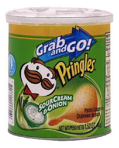 Pringles Grab And Go Crema Agria Y Cebolla, 1.41 Onzas