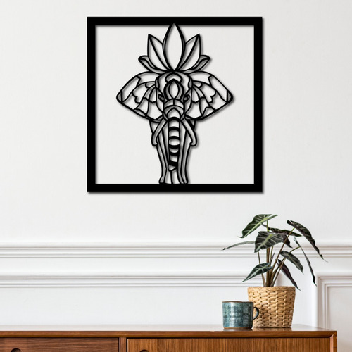 Cuadro Decorativo Elefante Hindú 30cm - Madera Colores