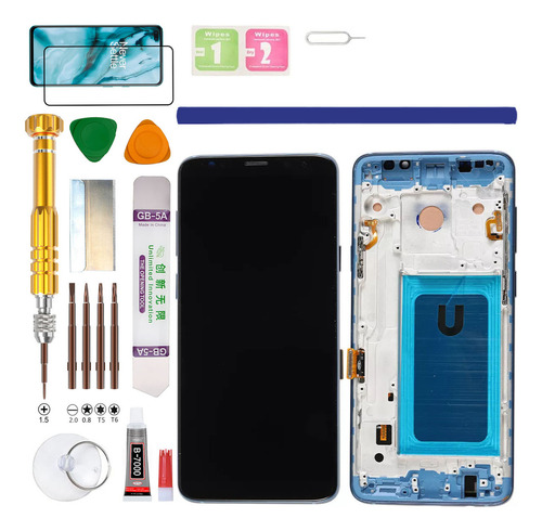 (Azul) Macro+Pantalla Para Samsung Galaxy S9+ Plus SM-G965F, SM-G965U, SM-G965W, SM-G9650, SM-G965U1, SM-G965N, SCV39, SM-G965X, SC-03K Con Macro Gadget Troops (Incell)