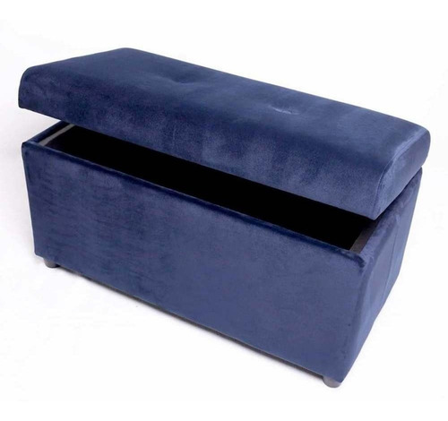 Imagen 3 de 7 de Oferta Del Dia Puff Baul Tela Velvet Garden Color Azul Techn