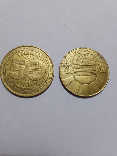 2 Moedas 50 Anos Big Mac Macdonaldraras 1968/1978 2008/2018 (Usado)
