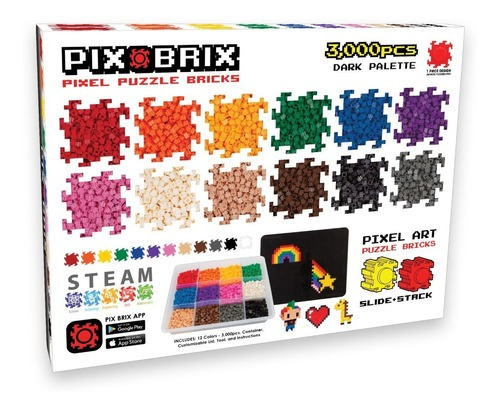 Contenedor 3.000 Piezas, 12 Colores Pix Brix | Blasterchile