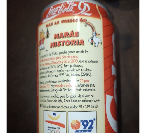Lata Gaseosa * Coca Cola * España - Oilimpiadas Barcelona 92