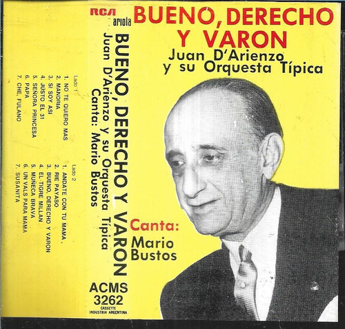 Juan Darienzo Mario Bustos Album Bueno Derecho Y Varon Caset