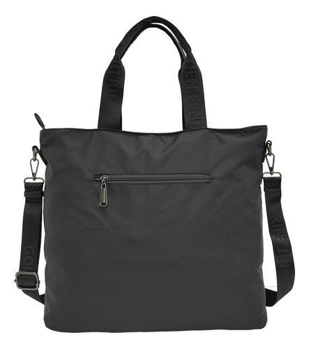 Bolsa Feminina Transversal Ombro Reforçada Resistente Grande Cor Preto Desenho Do Tecido Tecido Liso