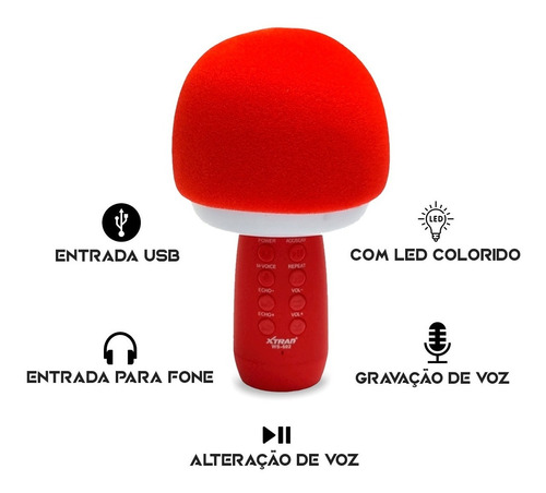 Microfone Infantil Com Som E Luz Conecta Celular Muda Voz