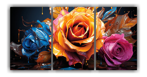 Tres Composiciones Diseños Magnolias Multicolores 150x75cm