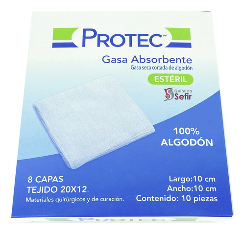 Gasas Estériles Protec Absorbentes 10x10cm 1 Pack De 10 Pzs