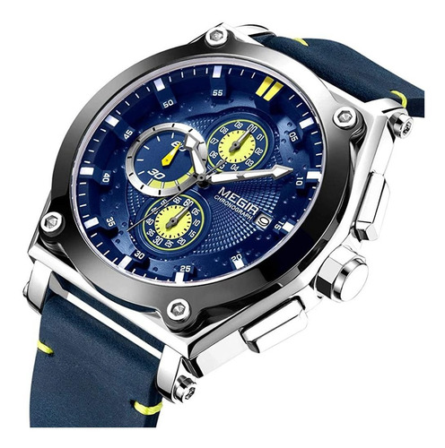 Imagen 2 de 2 de Megir Moda Correa De Cuero De Cuarzo Relojes De Los Hombres