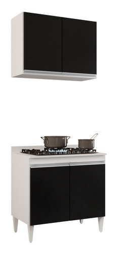 Armário Califórnia E Balcão Cooktop Flórida Branco/pto Cor Branco