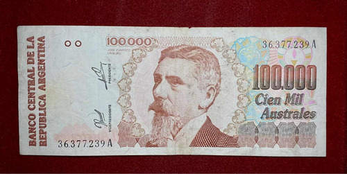 Billete 100000 Australes Serie A 1990 Bottero 2891 