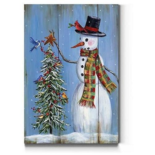 Renditions Galería Snowman And Tree Wall Art, Lindo 5vp3c