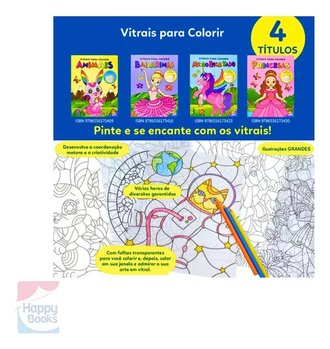 VITRAIS PARA COLORIR TODOLIVRO BAILARINAS FOLHAS TRANSPARENTES