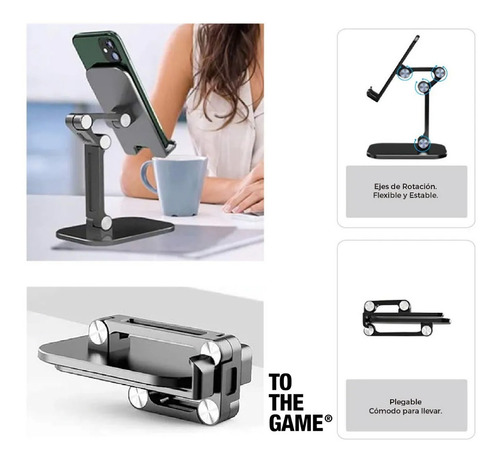 Imagen 2 de 4 de Soporte Celular Tablet Plegable Mesa Doble Articulacion