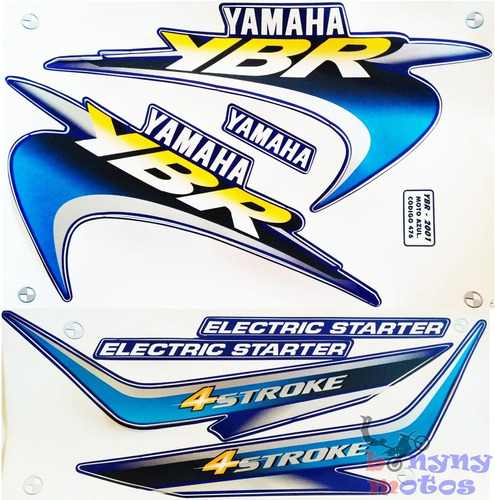 Kit Jogo Faixa Adesivo Yamaha Ybr 125 Azul 2001