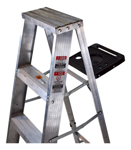 Escalera De Tijera Aluminio C/plataforma Akron 5 Esc 77-15 Color Plateado