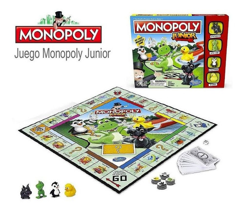 Juego De Monopolio Junior Monopoly Incluye 4 Personajes