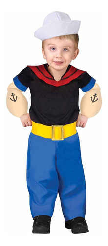 Disfraz De Popeye Talla Large(3t-4t) Para Niños Pequeños-